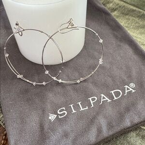 Silpada 925 Sterling Silver Hoop Earrings with "Tiny Twinkles" W2769